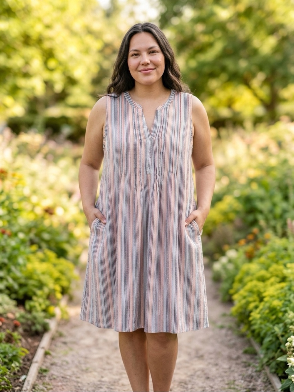 Sonoma Goods for Life Striped Linen Blend Sleeveless tunic Dress XXL Petite
